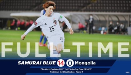 v体育-残暴！大迫勇也戴帽 世预赛日本14比0蒙古创纪录